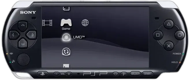 PSP 3000 handheld gaming console by Sony for portable video games.