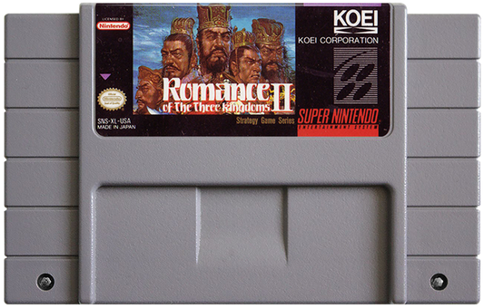 Romance of the Three Kingdoms II retro SNES video game Romance of the Three Kingdoms historical strategy simulation tactical warfare empire management turn based gameplay console title Super Nintendo release cartridge