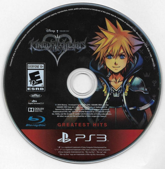 Kingdom Hearts HD 2.5 Remix Greatest Hits disc for PlayStation 3 collection game