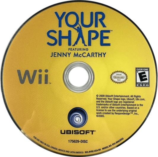 Your Shape: Featuring Jenny McCarthy disc art Nintendo Wii (Wii) featuring interactive fitness routines with camera‑based body tracking, personalized workouts, and guidance from Jenny McCarthy.