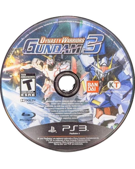 Dynasty Warriors Gundam 3 PlayStation 3 PS3 video game, action hack-and-slash, large-scale mecha battles, Gundam franchise console title disc