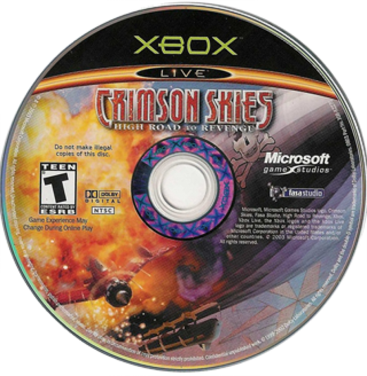 Crimson Skies: High Road to Revenge disc art for Xbox (XBOX) video game