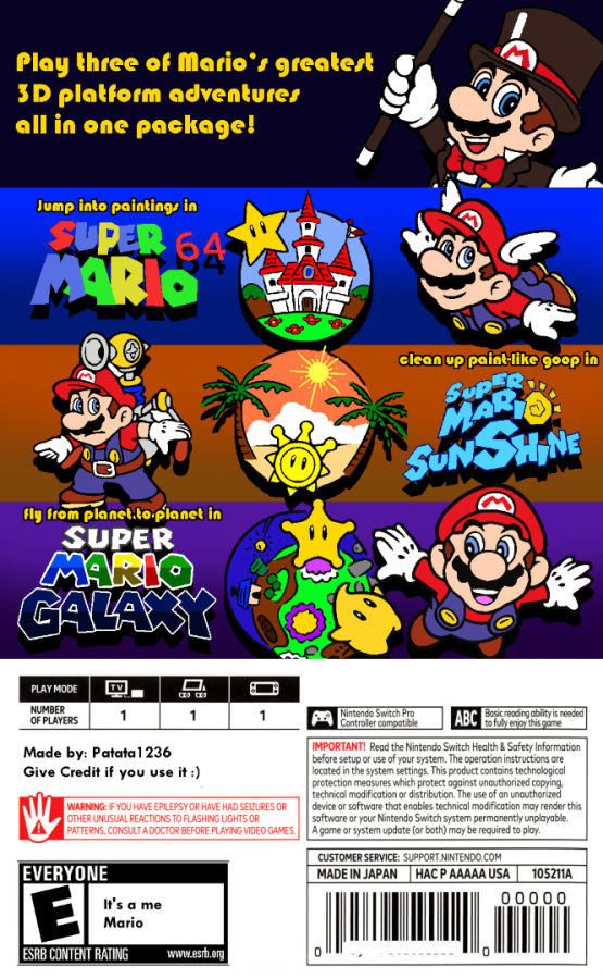 Super Mario 3D All Stars back of box for Nintendo Switch compilation game