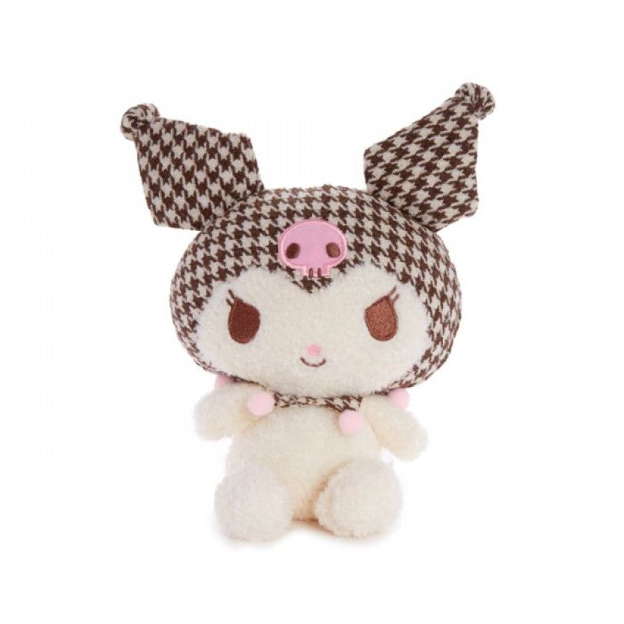 Kuromi Sweet Houndstooth 7 Inch Plush collectible Sanrio character plush featuring Kuromi in a stylish houndstooth themed design soft plush construction adorable details 7 inch size huggable display collectible Sanrio merchandise and fan collection appeal