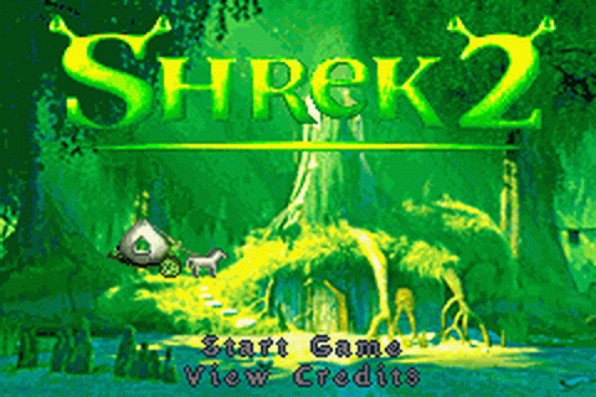 Shrek 2 start menu for Game Boy Advance (GBA) video game