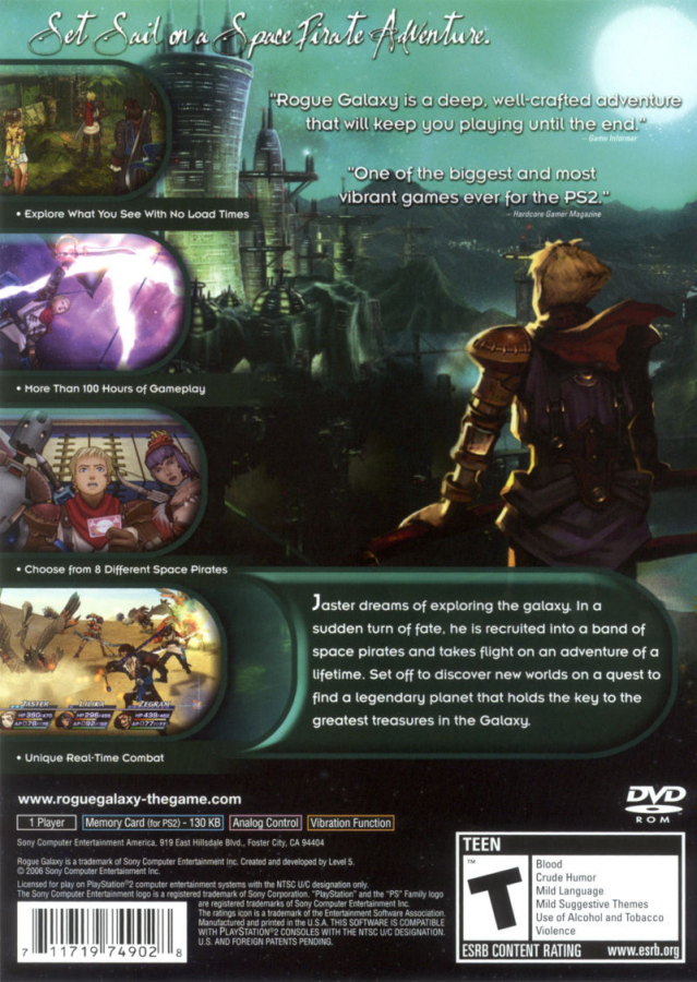 Rogue Galaxy PS2 PlayStation 2 action RPG role playing game retro video game back of case