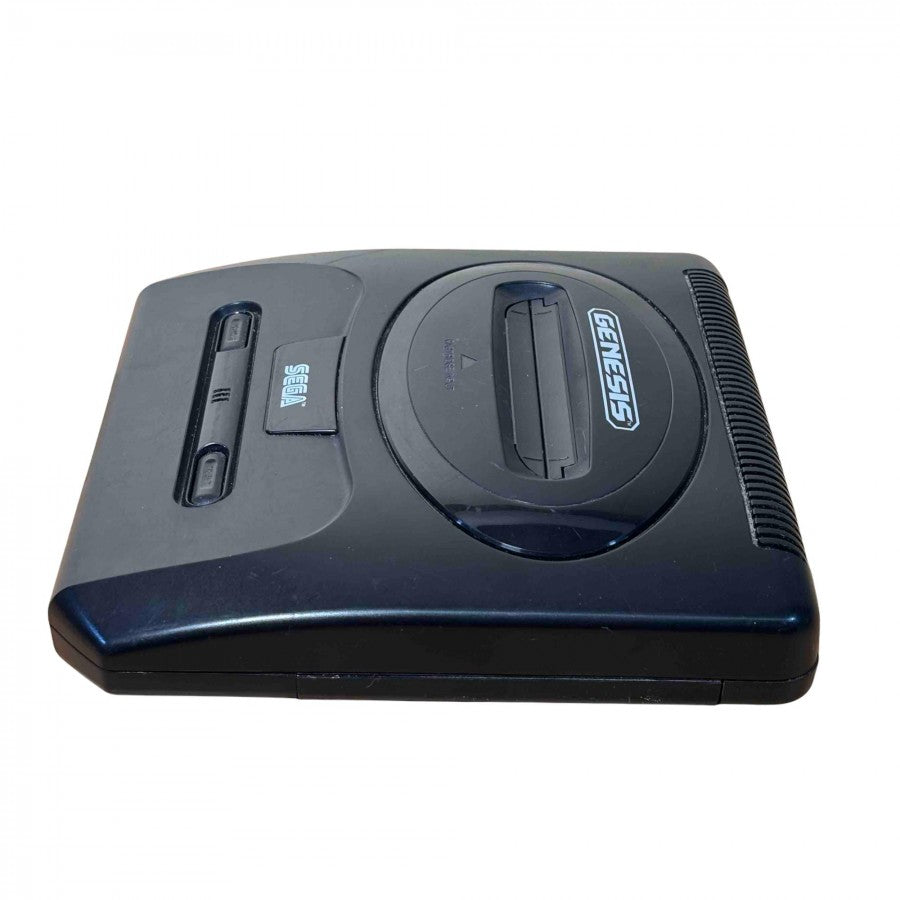 Side view of a Sega Genesis Model 2 console showing the curved edge, cartridge slot profile, and overall rectangular shape.
