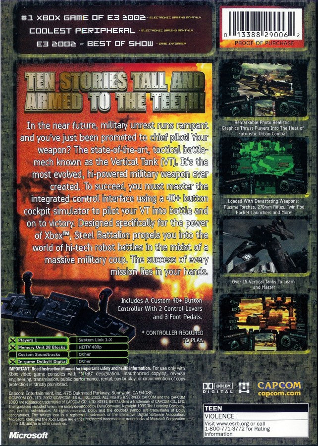 LocalID_43451Steel Battalion for the original Xbox featuring immersive mech combat gameplay designed for the giant controller setup back cover art