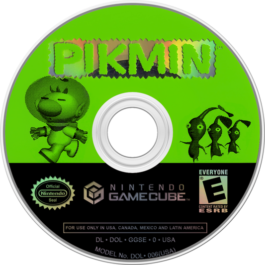 Pikmin Player’s Choice edition for Nintendo GameCube real time strategy adventure game featuring Captain Olimar puzzle solving time management colorful alien creatures disc