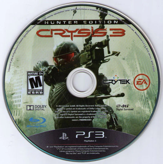Crysis 3 Hunter Edition PS3 Sony PlayStation 3 first person shooter FPS sci fi action stealth combat nanosuit alien warfare Crytek EA Electronic Arts special edition video game PlayStation 3 software shooter game title disc