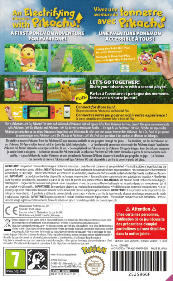 Pokemon Lets Go Pikachu back of box Nintendo Switch NS video game