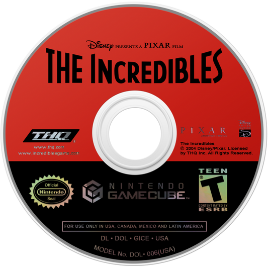 retro The Incredibles Players Choice Nintendo GameCube cover art collectible Disney Pixar action adventure game authentic classic gaming disc