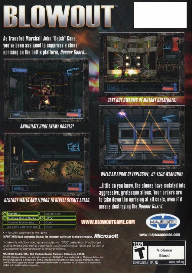 Blowout back cover art for Xbox XBOX video game