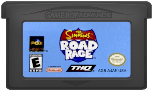 The Simpsons Road Rage Game Boy Advance GBA for retro video game enthusiasts featuring arcade driving gameplay Springfield themed taxi style missions cartoon inspired characters fast paced vehicle challenges pick up and drop off objectives handheld racing action and collectible gaming appeal cartridge