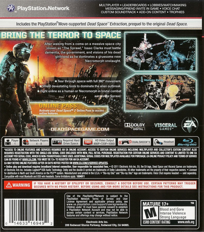Dead Space 2 back cover art for PlayStation 3 (PS3) video game