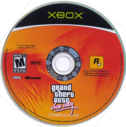 Grand Theft Auto: Vice City disc for Xbox (XBOX) video game