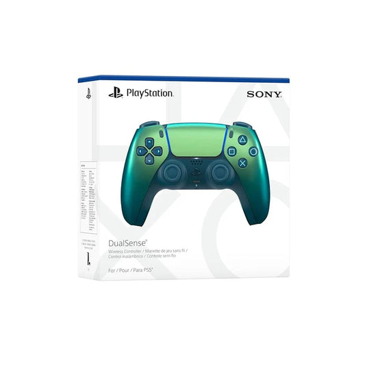 PlayStation 5 PS5 DualSense Wireless Controller Chroma Teal featuring vibrant iridescent teal finish adaptive triggers haptic feedback built in microphone motion controls ergonomic design rechargeable battery immersive gaming accessory collectible gaming appeal