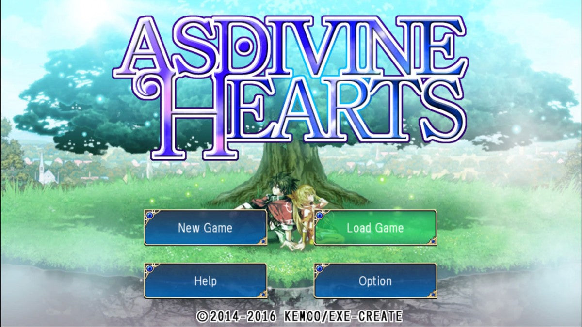 Asdivine Hearts title screen for PlayStation VITA (PS VITA) video game