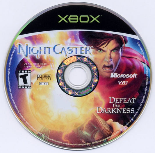 Nightcaster Defeat the Darkness Xbox game featuring action RPG gameplay, spellcasting combat, and dark fantasy dungeon exploration disc