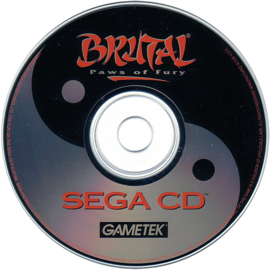 Brutal Paws of Fury Sega CD fighting game anthropomorphic animal martial artists one on one arcade combat cartoon style characters combo attacks versus multiplayer GameTek retro gaming Sega CD software video game title disc