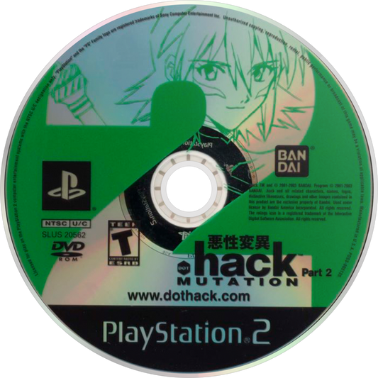 .hack//Mutation for PlayStation 2 (PS2) at Gamers INC, featuring the second chapter of the epic .hack tetralogy where you continue Kite’s journey through "The World" to save his friend Orca, with enhanced real-time combat, data draining mechanics, and the included Liminality Vol. 2 DVD for an immersive multi-media RPG experience game disc