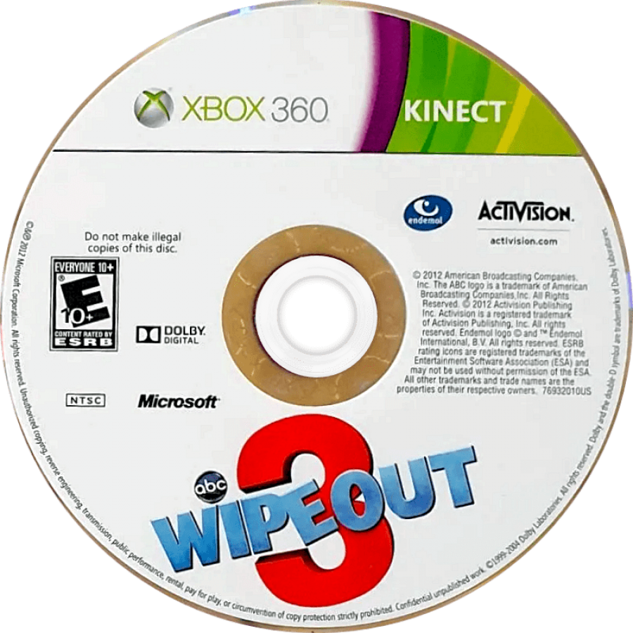Wipeout 3 disc for Xbox 360 (X360) motion-controlled obstacle course party video game