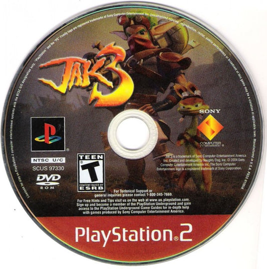 Jak 3 Greatest Hits PS2 Sony PlayStation 2 action platformer Naughty Dog open world adventure gun combat vehicle driving eco powers Jak and Daxter series story driven gameplay desert wasteland retro gaming PlayStation 2 software video game title disc