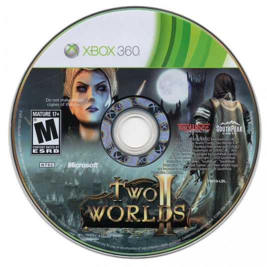 Two Worlds II disc for Xbox 360 (X360) fantasy role-playing video game
