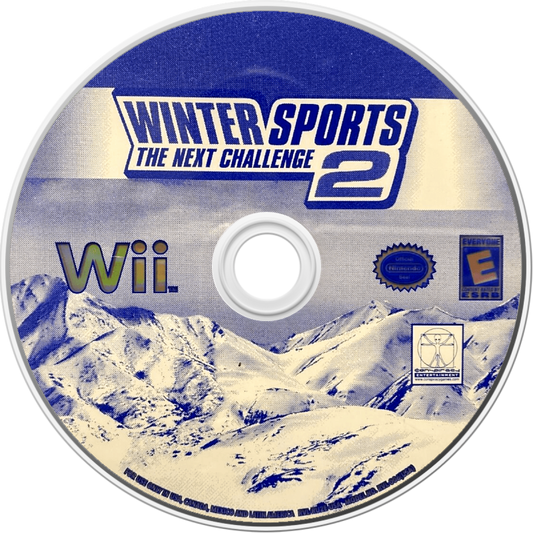 Winter Sports 2 The Next Challenge Wii inspired design featuring Olympic style winter sports competition aesthetic motion controlled gameplay skiing snowboarding bobsled and ice events competitive multiplayer action snowy athletic excitement nostalgic Nintendo Wii presentation disc