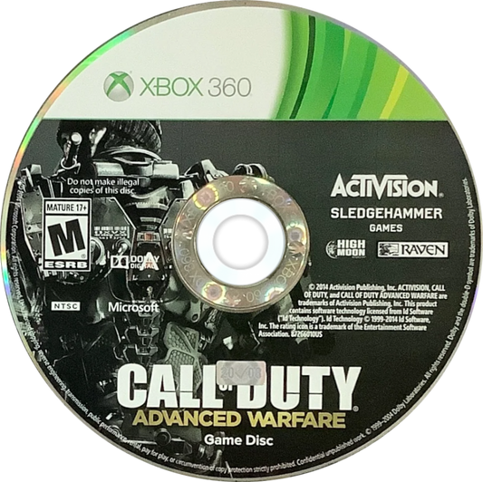 Call of Duty: Advanced Warfare disc art for Xbox 360 (X360) first-person shooter video game