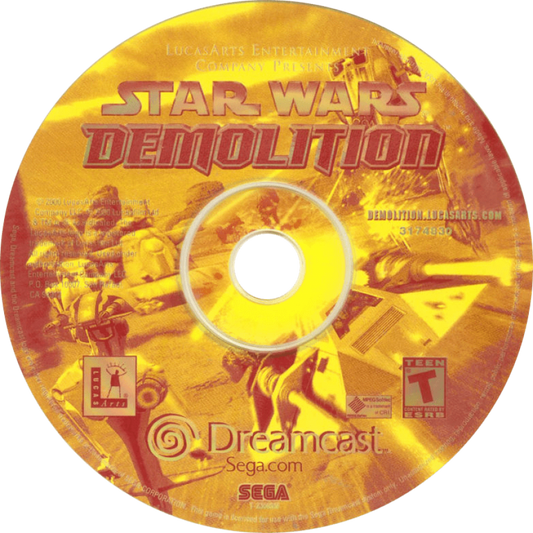 Star Wars Demolition Sega Dreamcast DC for retro video game enthusiasts featuring vehicular combat gameplay Star Wars battles explosive arena combat iconic vehicles multiplayer action destructive weapons fast paced arcade excitement classic Dreamcast collectible gaming appeal disc
