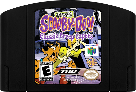 Scooby-Doo Classic Creep Capers game cartridge cover for Nintendo 64 video game.