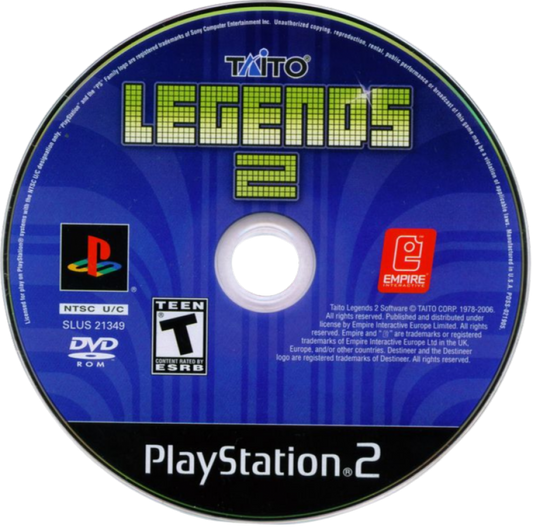 Taito Legends 2 – PlayStation 2 (PS2) video game disc, classic arcade compilation.
