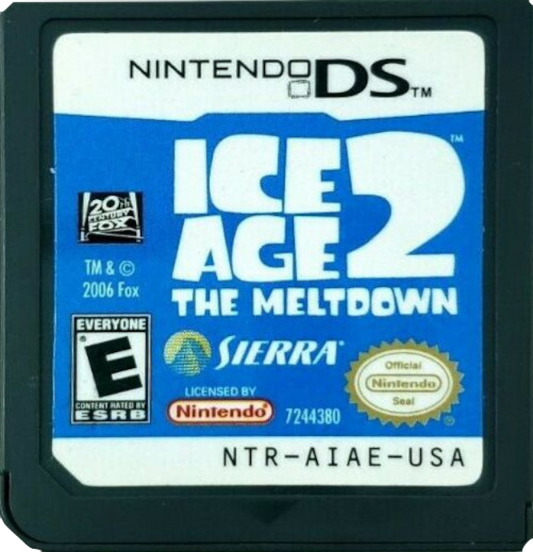 Ice Age 2 The Meltdown Nintendo DS video game, action platformer, movie tie-in adventure, family-friendly handheld console title cartridge