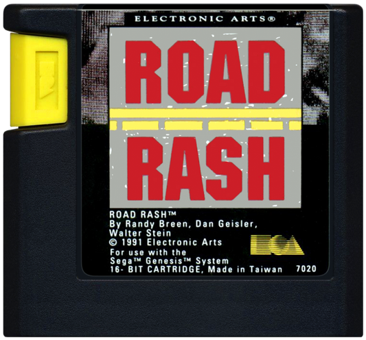 Road Rash Sega Genesis video game, motorcycle racing combat, arcade-style gameplay, retro EA sports action title cartridge