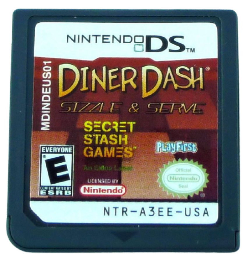 Diner Dash for Nintendo DS time management simulation video game featuring fast paced restaurant gameplay customer service challenges stylus controls and casual handheld gaming experience cartridge
