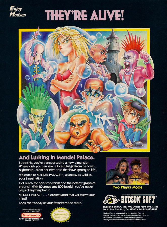 Mendel Palace advert for Nintendo Entertainment System (NES) retro video game