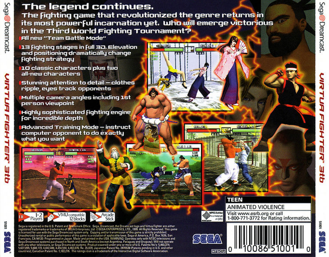 Virtua Fighter 3tb back cover art for Sega Dreamcast (DC) video game