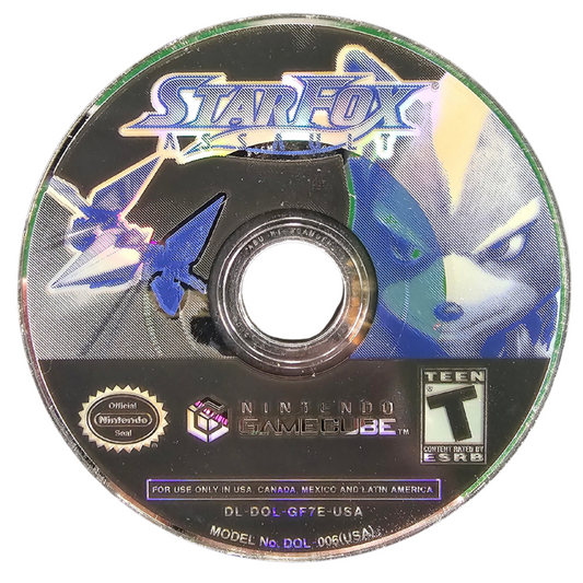 Star Fox Assault Nintendo GameCube GC video game Complete In Box CIB featuring action shooter gameplay Fox McCloud and Star Fox team space combat Arwing piloting land battles vehicle combat enemy forces multiplayer modes and classic Nintendo GameCube gameplay retro video game collection collectible gaming appeal game disc