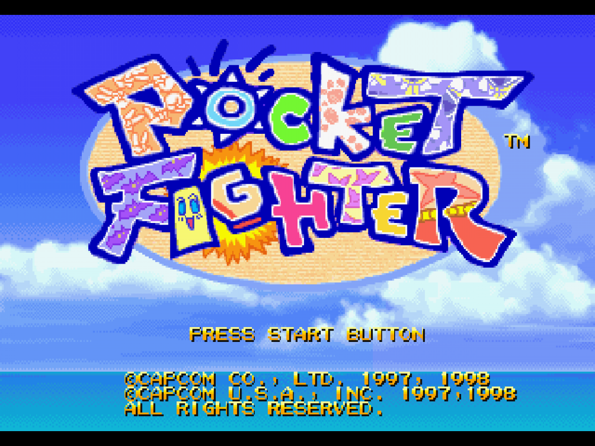 Pocket Fighter title page for PlayStation 1 (PS1) fighting video game