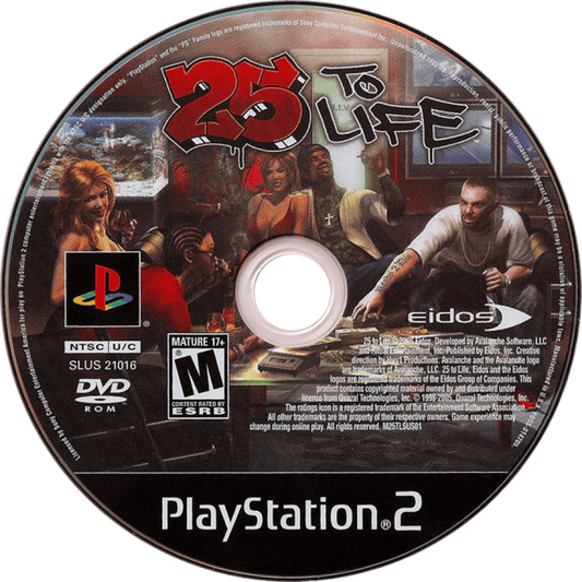 25 to Life PS2 third-person shooter video game disc