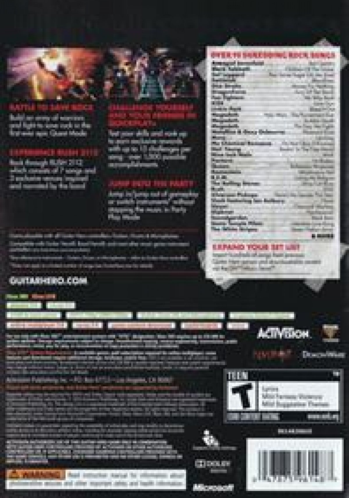 Guitar Hero Warriors of Rock Xbox 360 for rhythm music video game fans featuring guitar and band gameplay rock songs challenging note charts career quests multiplayer modes instrument controller support star power and high energy musical performances collectible gaming appeal back