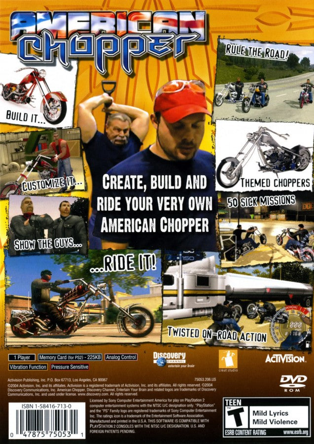 American Chopper PS2 motorcycle racing video game back cover art