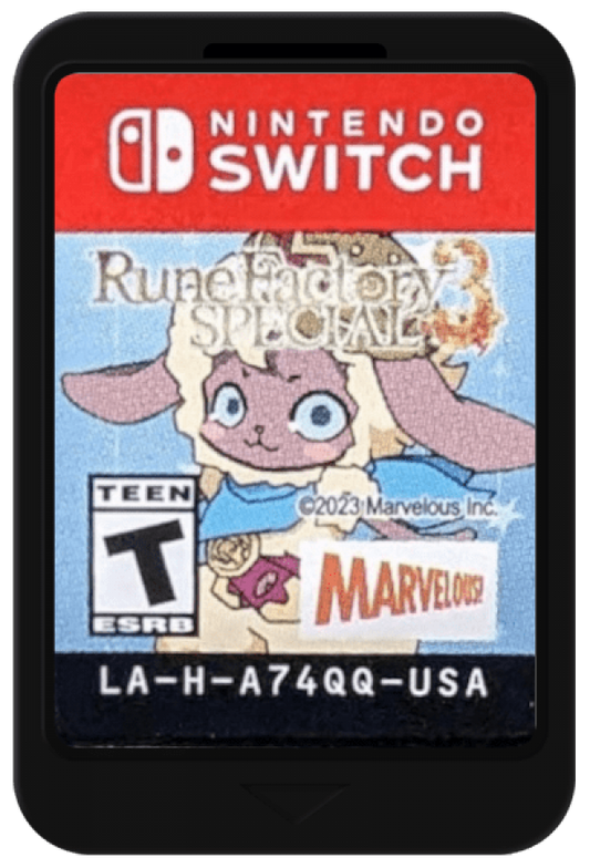 Rune Factory 3 Special Nintendo Switch NS video game featuring role playing farming simulation gameplay crop cultivation monster battles dungeon exploration crafting character relationships town building fantasy adventure and character progression Nintendo Switch gaming video game collection cartridge art