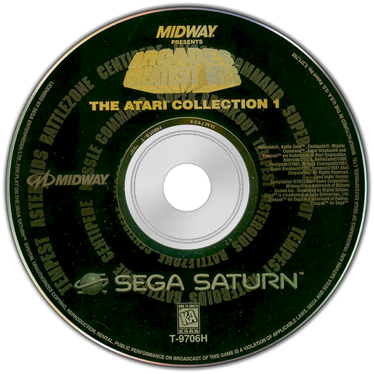 Arcade's Greatest Hits Atari Collection Disc art for Sega Saturn (SS) video game