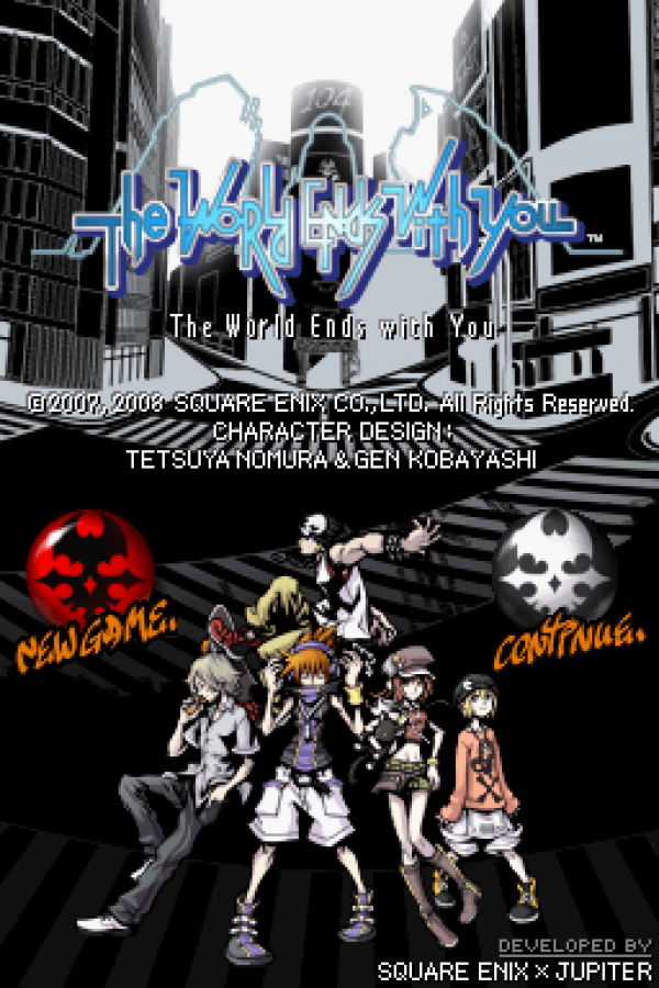 The World Ends With You start screen for Nintendo DS (DS) action role-playing video game