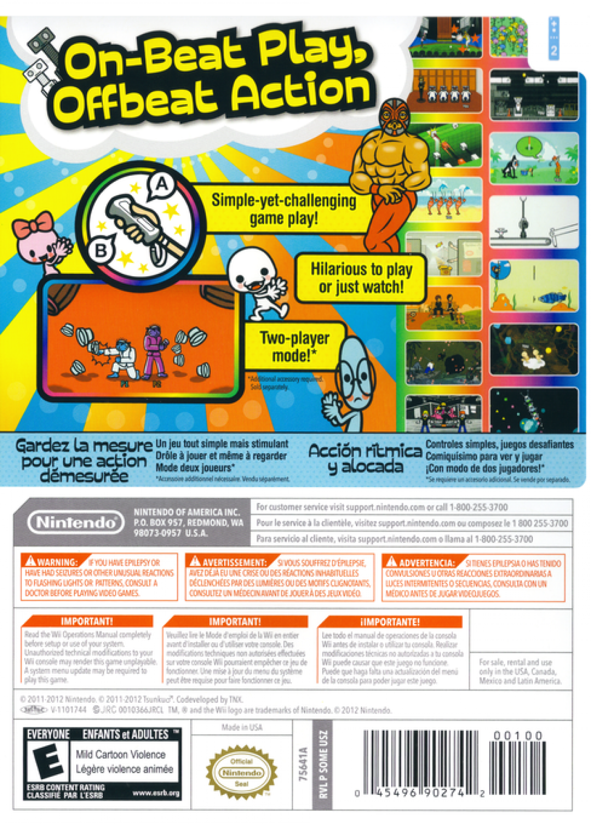 Rhythm Heaven Fever – Nintendo Wii (Wii) rhythm music mini-game video game back of case