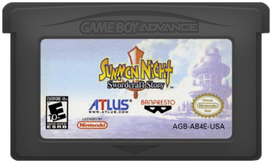 Summon Night: Swordcraft Story cartridge for the Game Boy Advance featuring action RPG gameplay with weapon crafting mechanics turn based battles character customization and a fantasy adventure storyline cartridge