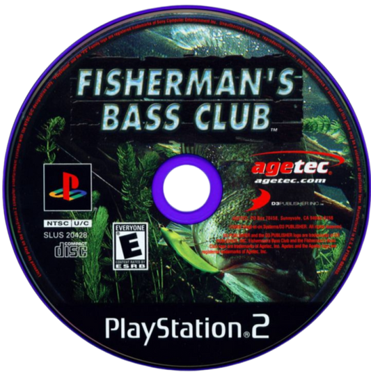 Fisherman's Bass Club disc for PlayStation 2 (PS2) freshwater bass fishing sports simulation video game
