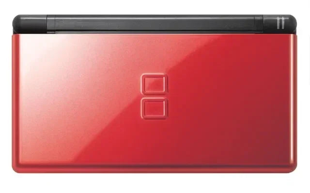 Nintendo DS Lite Crimson Red and Black handheld gaming system featuring a sleek dual color design with dual screens touch controls and compatibility with Nintendo DS and Game Boy Advance games
